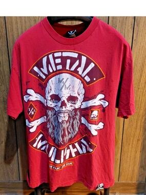 Metal Mulisha Red Skull Graphic Short-Sleeve Tee Y2K XL Live Fast , Die Last